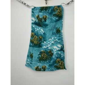 Hawaiian  Ocean Vintage Tropical Print Mini Dress  Strapless  Summer Towel cloth
